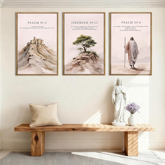 IARTTOP Large Christian Easter Framed Canvas Wall Art 16x24 Inch Jesus Easter Bible Verse Art Prints Religious Scripture Wall Decor for Living Room Bedroom Set of 3