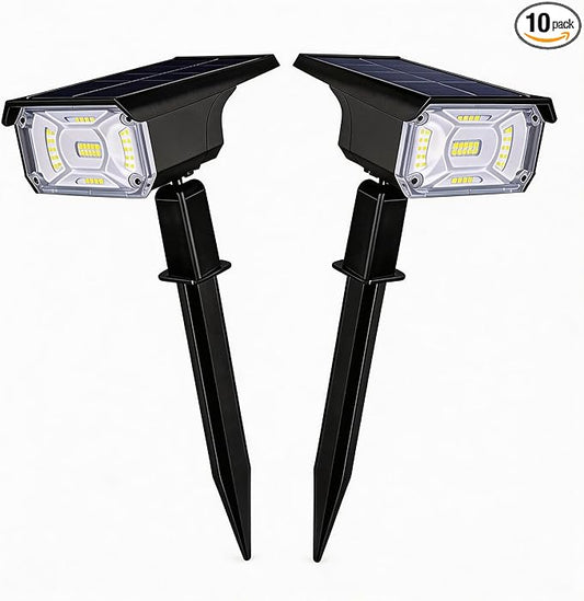 LEREKAM Outdoor Solar Spot Lights, 40 LEDs 360Â° Adjustable Landscape Spotlights, IP65 Waterproof USB & Solar Powered Wall Lights, Auto On at Night/Off at Sunrise, 3 Modes for Tree Garden Porch 2 Pack