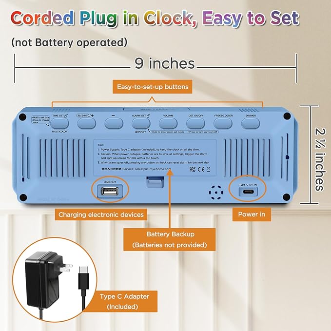 Peakeep Loud Digital Alarm Clock Large Display