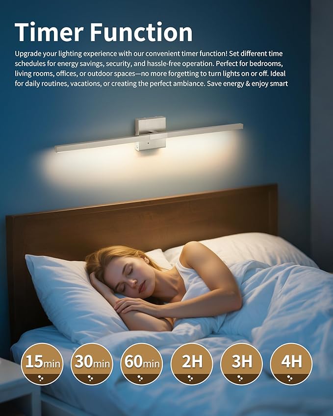 Rayogale Rechargeable Battery Operated Wall Sconce Set of Two, 24 Inch