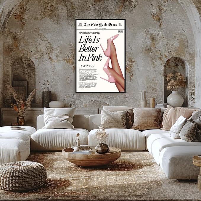 Trendy Baby Pink Poster 70s Canvas Prints The New York Press Wall Art Life Is