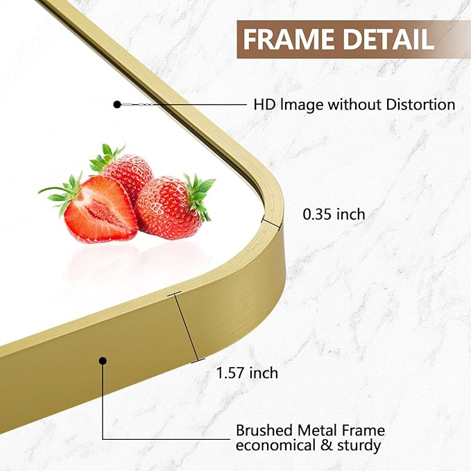 20x30 Inch Gold Mirror, Framed Rectangle Mirror
