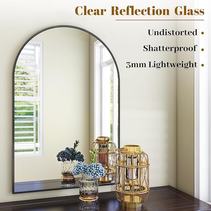 VooBang Arched Wall Mirror, 26 x 41 inch Arch Bathroom Mirror, Wall Mounted