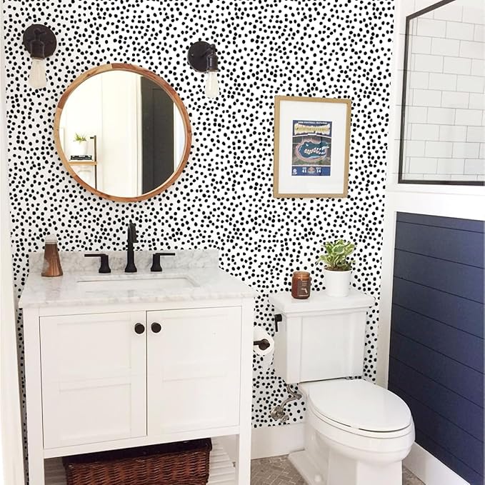 Jeweluck Peel and Stick Wallpaper Polka Dot Wallpaper Stick and Peel 17.7” x