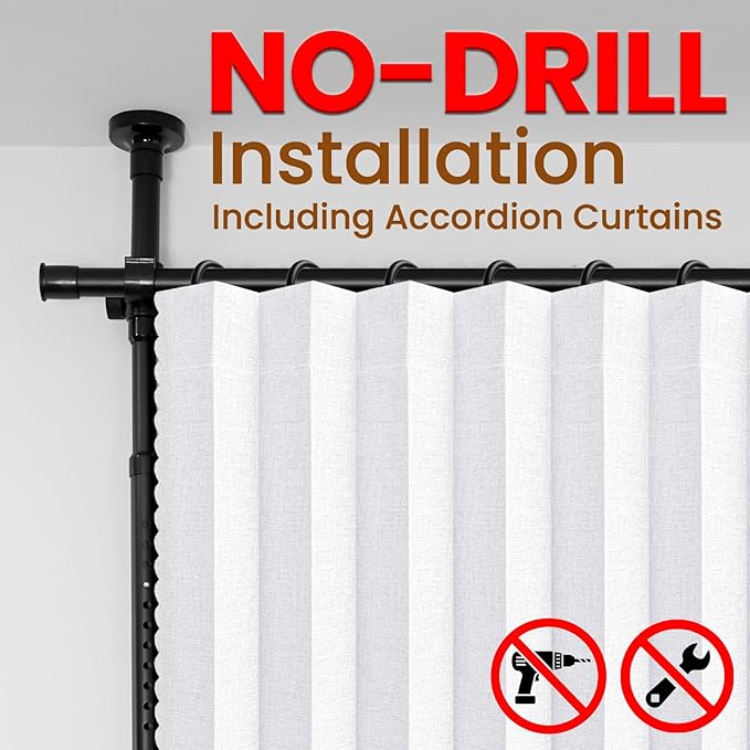100% Blackout Room Divider Curtains Sets White W100 x L84 in 1 Panel No Drill