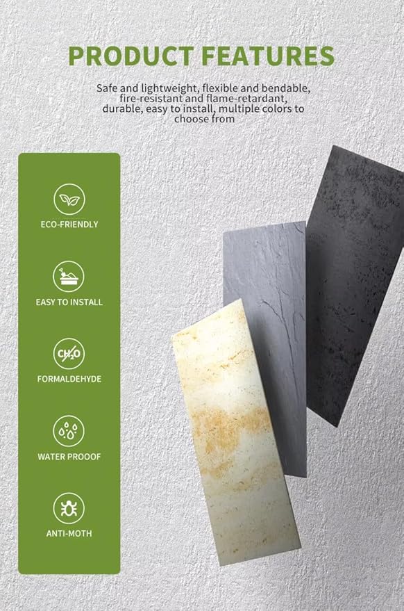 SINGULARWOOD 15pcs/26.46 sq ft Soft Stone Wall Tiles, Flexible Rock Travertine