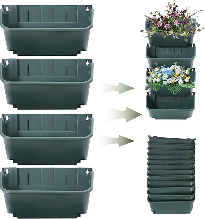 16 Pack Vertical Garden Planter, 13 inch Wall Mounted Planter