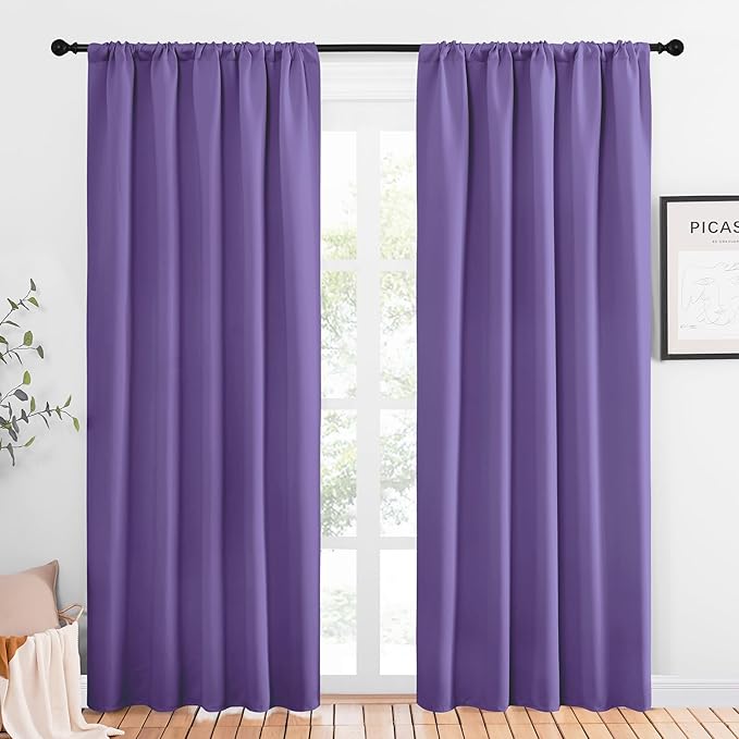 NICETOWN Window Curtains Blackout Drapes, Lilac Purple, 1 Pair, 52 by 84-Inch