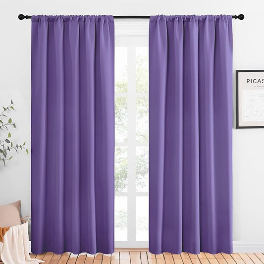 NICETOWN Window Curtains Blackout Drapes, Lilac Purple, 1 Pair, 52 by 84-Inch