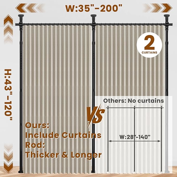 100% Blackout Room Divider Curtains Sets Cream White W100 x L96 in, 2 Panels