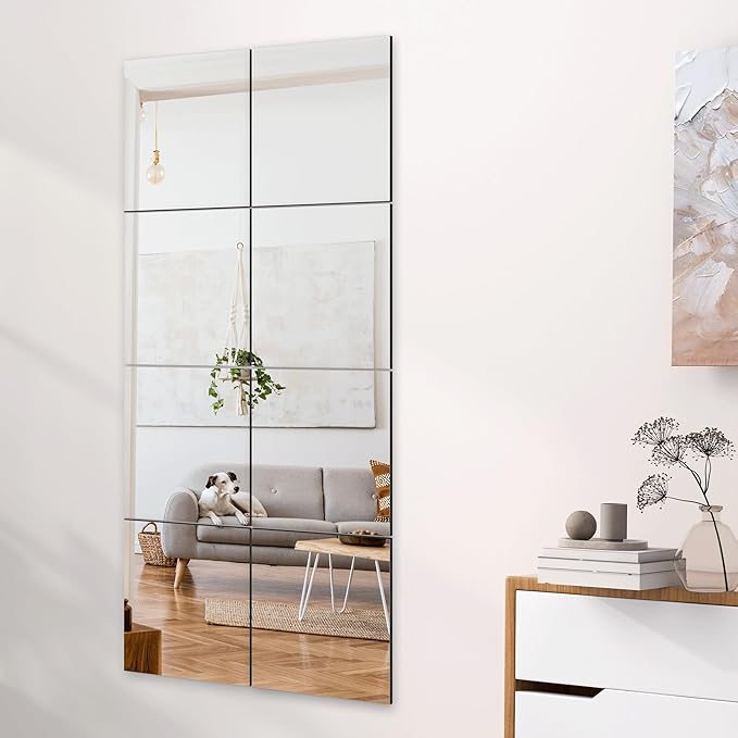 TRAHOME Home Gym Mirror Tiles for Wall, Living Room, Over The Door