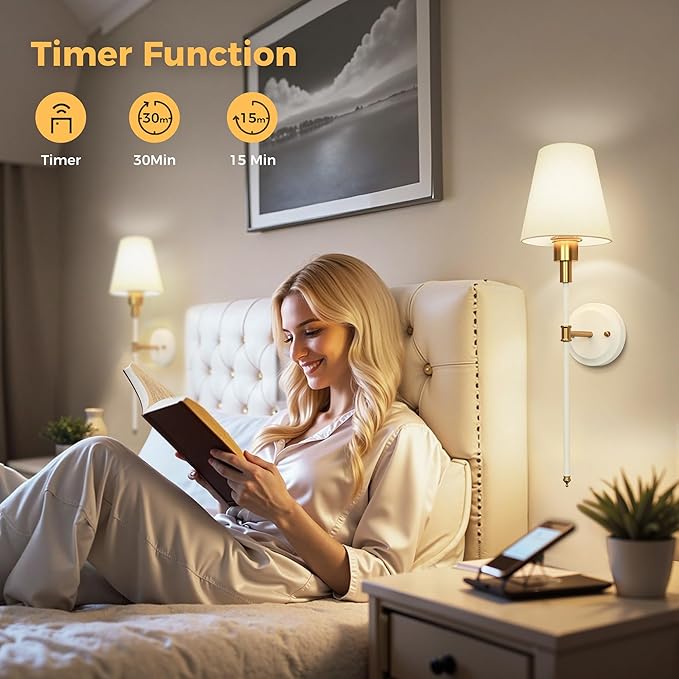 DORESshop Battery Operated Wall Sconce Set of 2, Wireless Wall Light Easy to