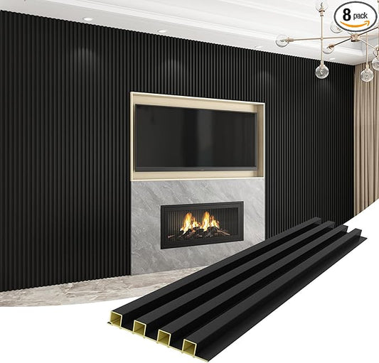 8-Pack WPC Wall Panels 108’’ x 6.1’’ 3D Slat Wall Panel Acoustic Wall Paneling
