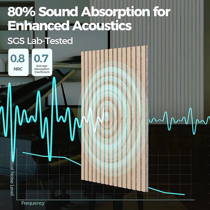 AKUMAX 4 Pack Acoustic Panels, Wood Slat