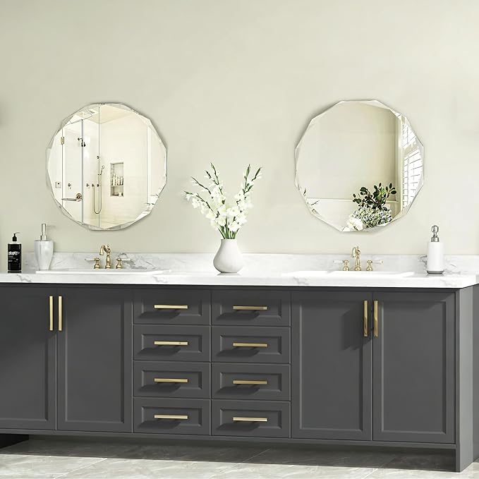 Bathroom Mirrors for Over Sink, Round Frameless Mirrors for Wall, 20x20 Inch