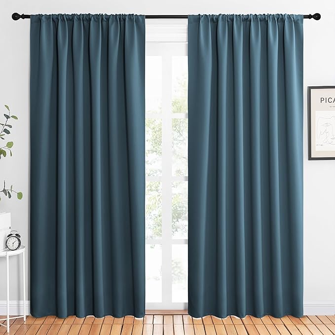 NICETOWN 2 Panels Blackout Curtains, Rod Pocket Thermal Insulated Drapes 84