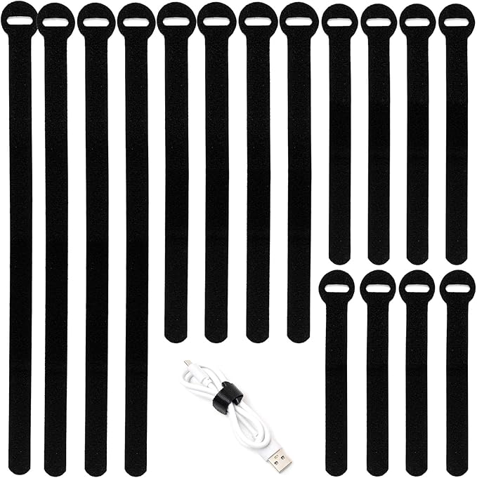 150PCS Reusable Cable Ties - 4+6+8+10inch Multi-Purpose Cable management Hook & Loop Cable Straps Wire Ties,Adjustable Fastening Cord Organizer,Cable Organizer for Home,Office and Data Centers,Black
