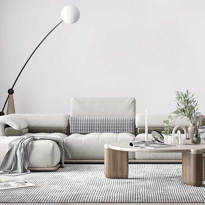 Grasscloth Peel and Stick Wallpaper White Gold Wallpaper15.7 x 118" Linen