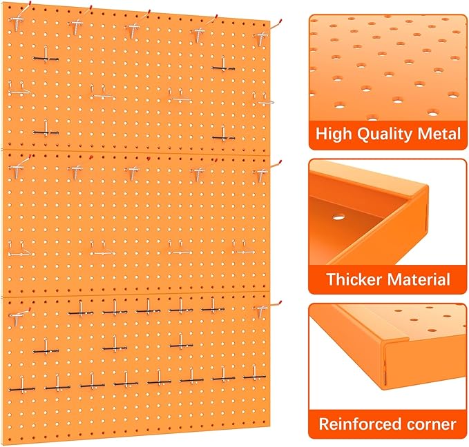 TORACK 3 PCS Metal Pegboard Panels