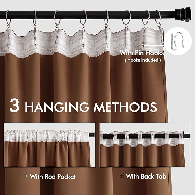 MIULEE Back Tab Blackout Curtains 84 Inch Length 2 Panels Set