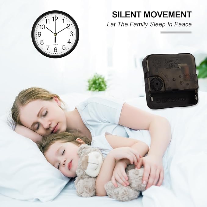 Silent Wall Clock Non Ticking, 6 Inch Wall Clocks Battery Operated, Small