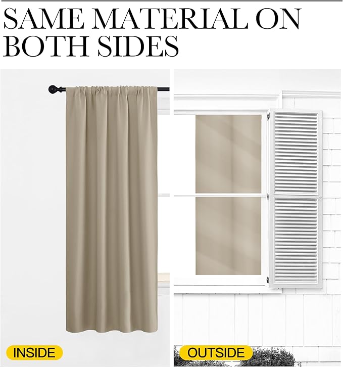 NICETOWN 2 Panels Blackout Curtains, Rod Pocket Window Curtains Room Darkning