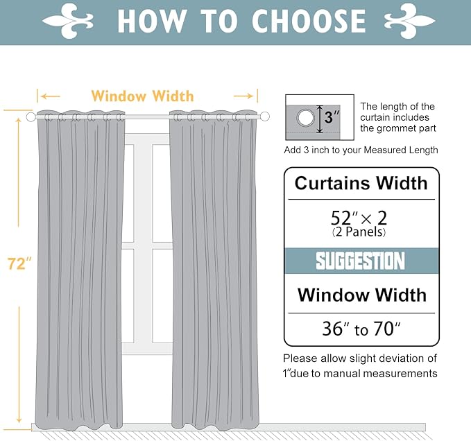 ChrisDowa Blackout Curtains 72 inches Long