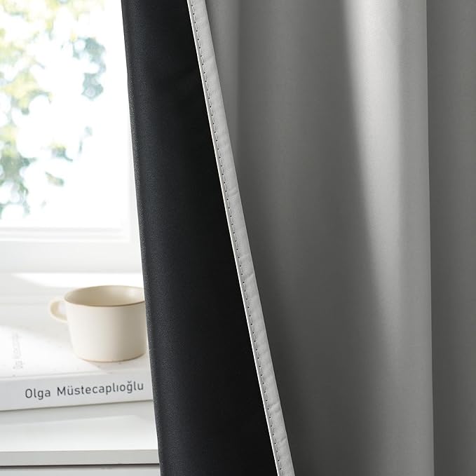 RYB HOME 100% Blackout Basement Curtains 36 inches Long, Heat & UV Blocking