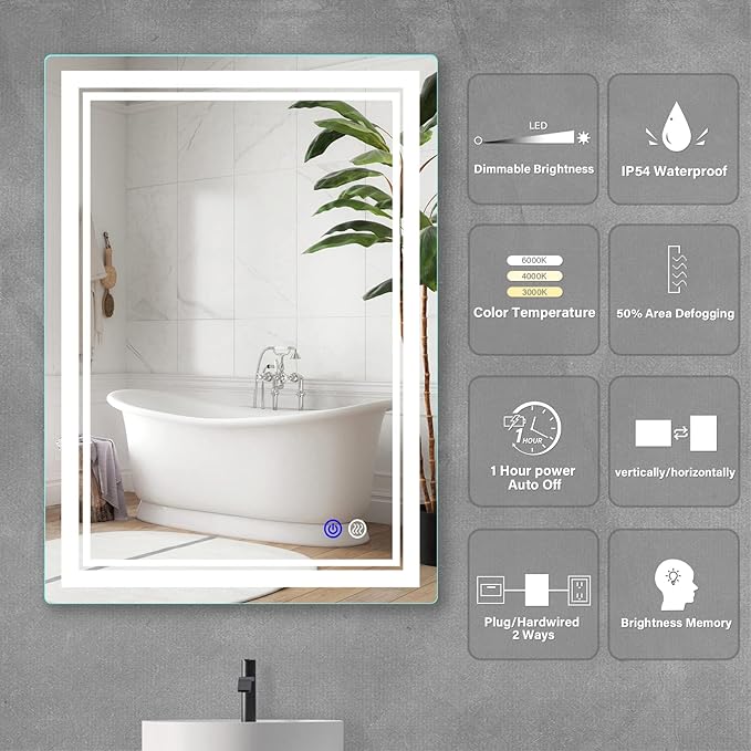 LED Bathroom Mirror 28x20 Inch