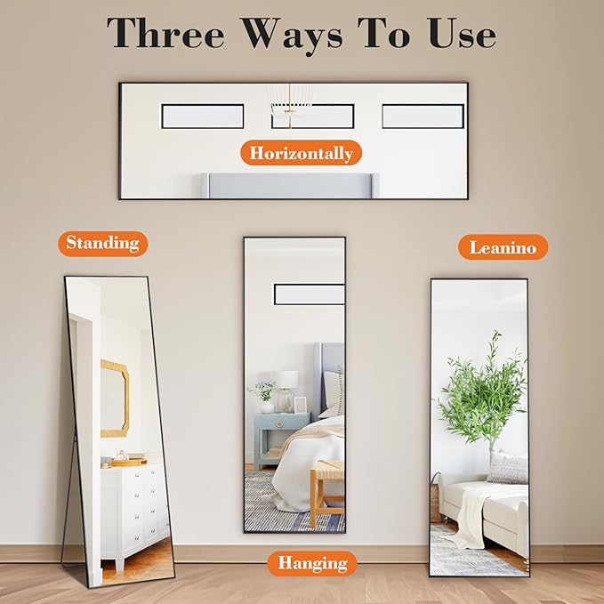 Sweetcrispy 56"x15" Full Length Mirror, Leaning or Standing Full Body Mirror