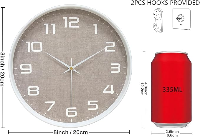 8 Inch Modern Wall Clocks Battery Operated