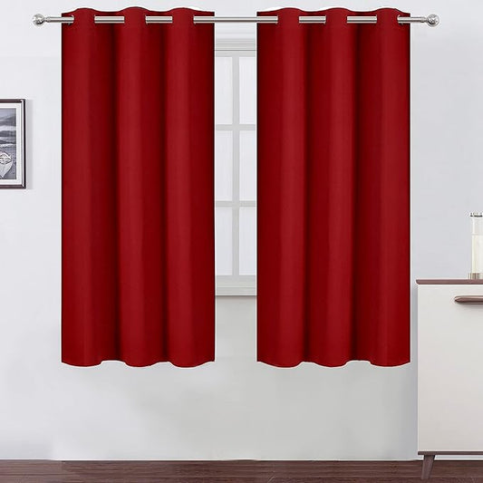 LEMOMO Red Blackout Curtains 40 x 63 Inch Length/Set of 2 Curtain