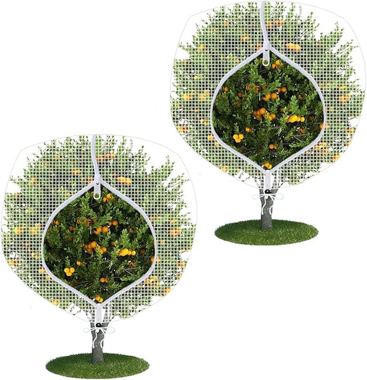 Fruit Tree Netting Covers with Zipper to Protect from Squirrels and Birds Large Netting for Fruit Trees Net Protection, White, 71" x 75", 2 Pack