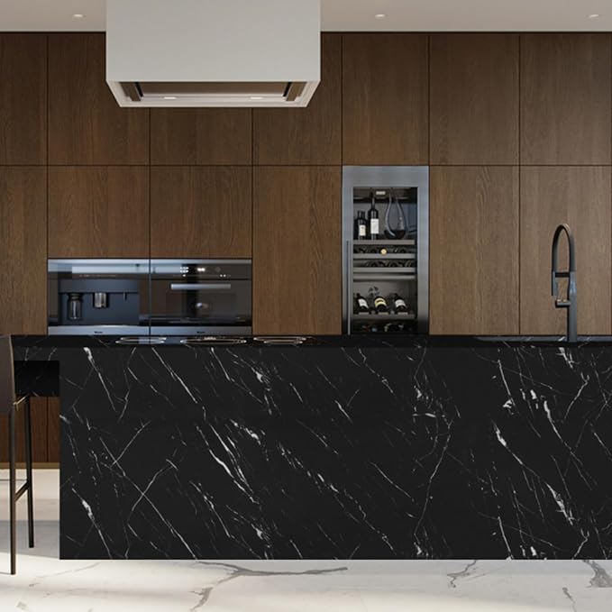 Abyssaly Black Marble Contact Paper Peel and Stick Countertops Waterproof Matte