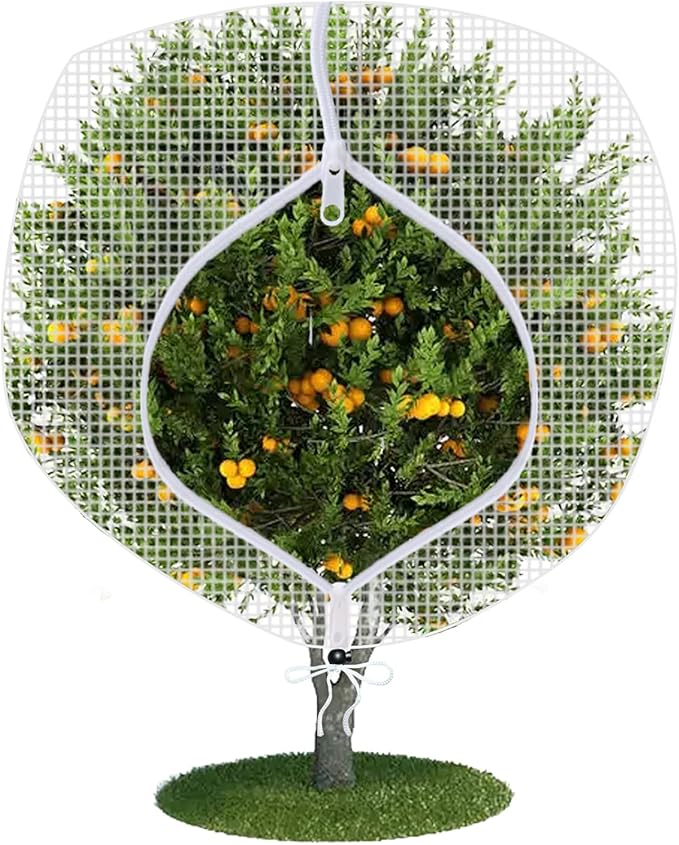Fruit Tree Netting Covers with Zipper to Protect from Squirrels and Birds Large Netting for Fruit Trees Net Protection, White, 8' x 8', 1 Pack