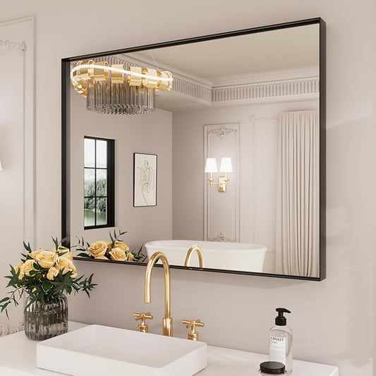 LOAAO Black Bathroom Mirror 28"X36"