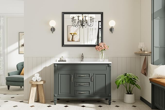 Briivue 36x30 Inch Black Bathroom Mirror
