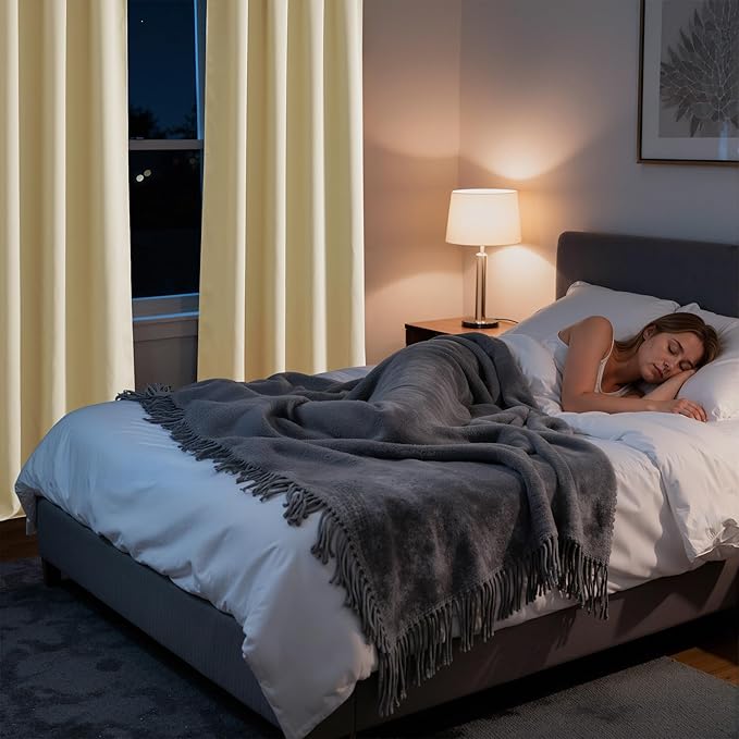 RYB HOME Bedroom Blackout Curtains 80 inches Long, 100% Blackout Thermal