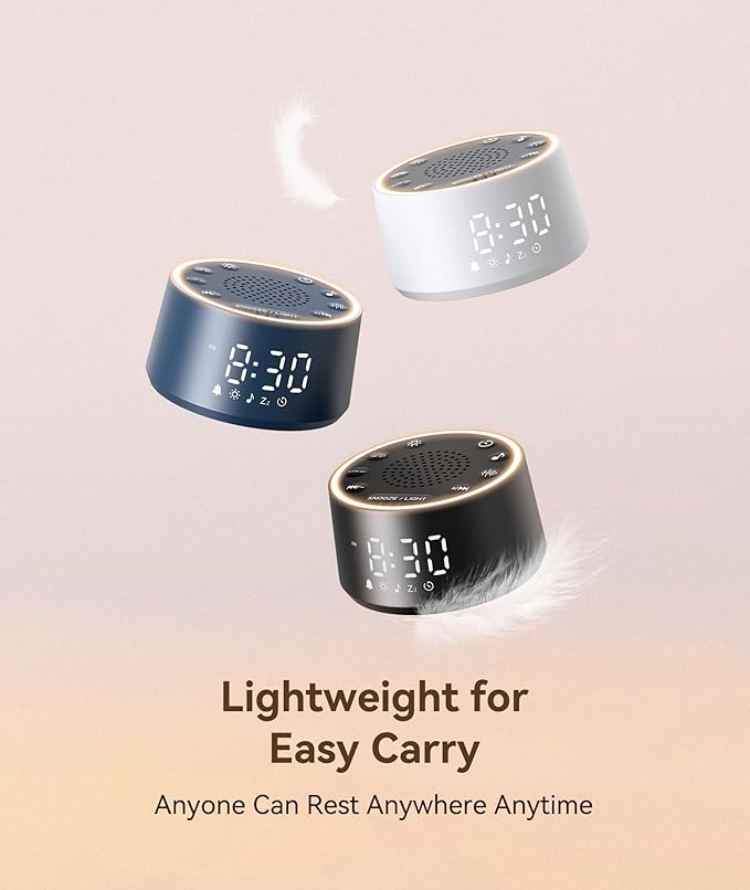 Dreamegg Sound Machine & Alarm Clock - White Noise Machine with 7 Wake-Up Sounds, 0-100% Dimmable, Night Light, Sound Machine for Sleeping, Office, Home, Travel Essentials Gift, Navy