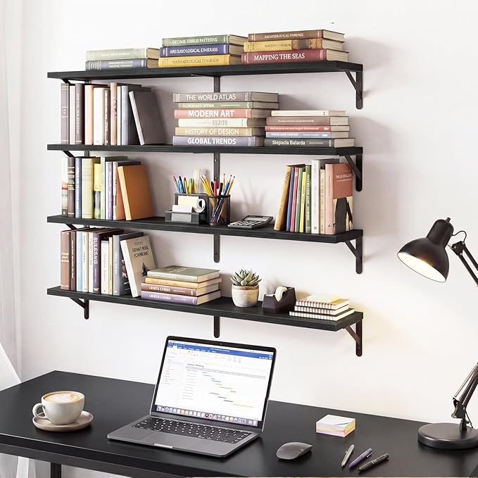 YGEOMER Floating Shelves for Wall, 35in Black Wall Shelves for Living Room