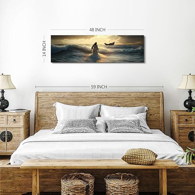 Jesus Walking on Water Wall Art Christian Picture Wall Decor
