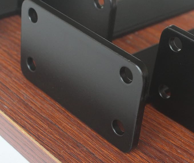 12 Pack - 4 inch Black Hidden L Shelf Bracket Iron Floating Shelf Brackets