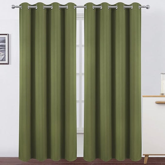 LEMOMO Olive Blackout Curtains/52 x 95 Inch/Set of 2 Panels Thermal Insulated
