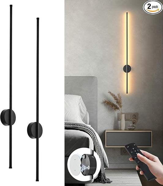 Battery Operated Modern Wall Sconces Set of Two, Rechargeable Wireless Wall