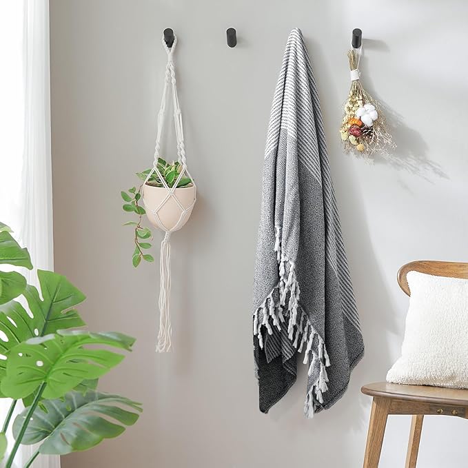 Felidio Wood Wall Hooks, 4 Pack Coat Hooks Wall Mounted, Rustic Wooden Heavy