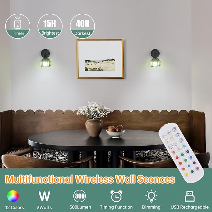 Shenmoyl Vintage Battery Operated Wall Sconce
