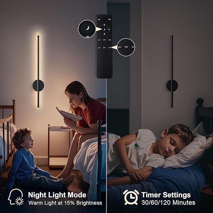 Battery Operated Modern Wall Sconces Set of Two, Rechargeable Wireless Wall