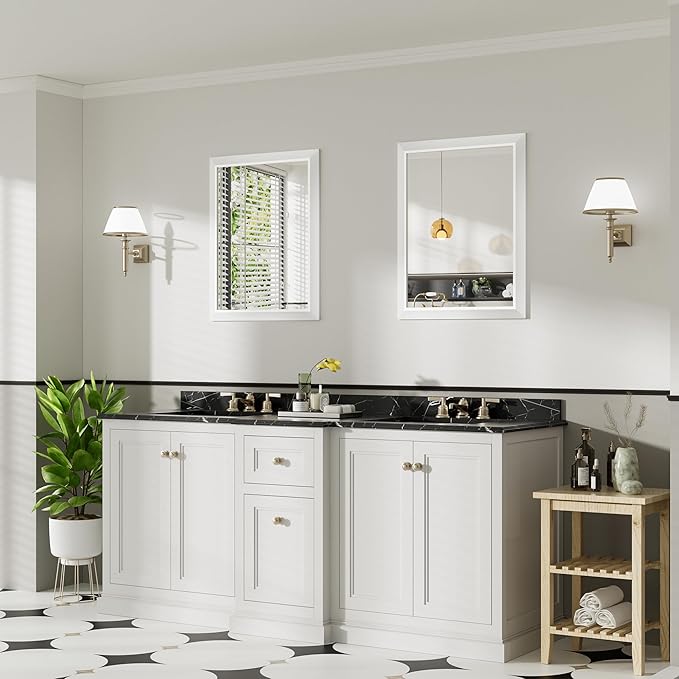 24x30 Inch White Bathroom Mirror