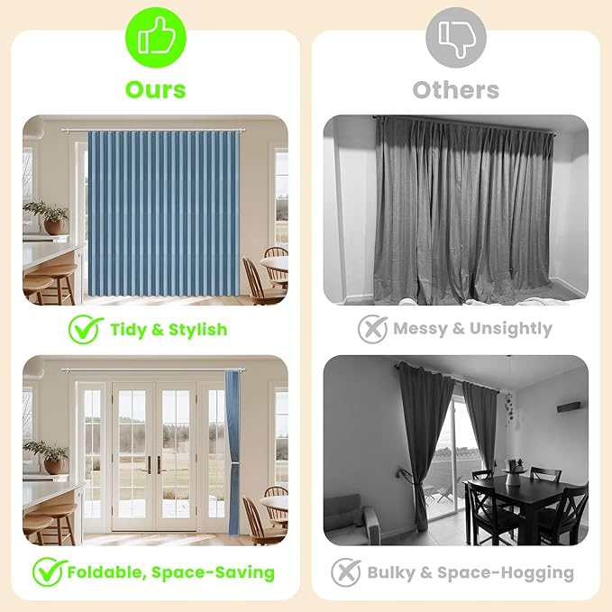 AJAZZ Blackout Accordion Door Curtain 98"x78" Blue