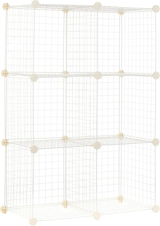 Amazon Basics 6 Cube Wire Grid Storage Organizer, Stackable Storage Cubes